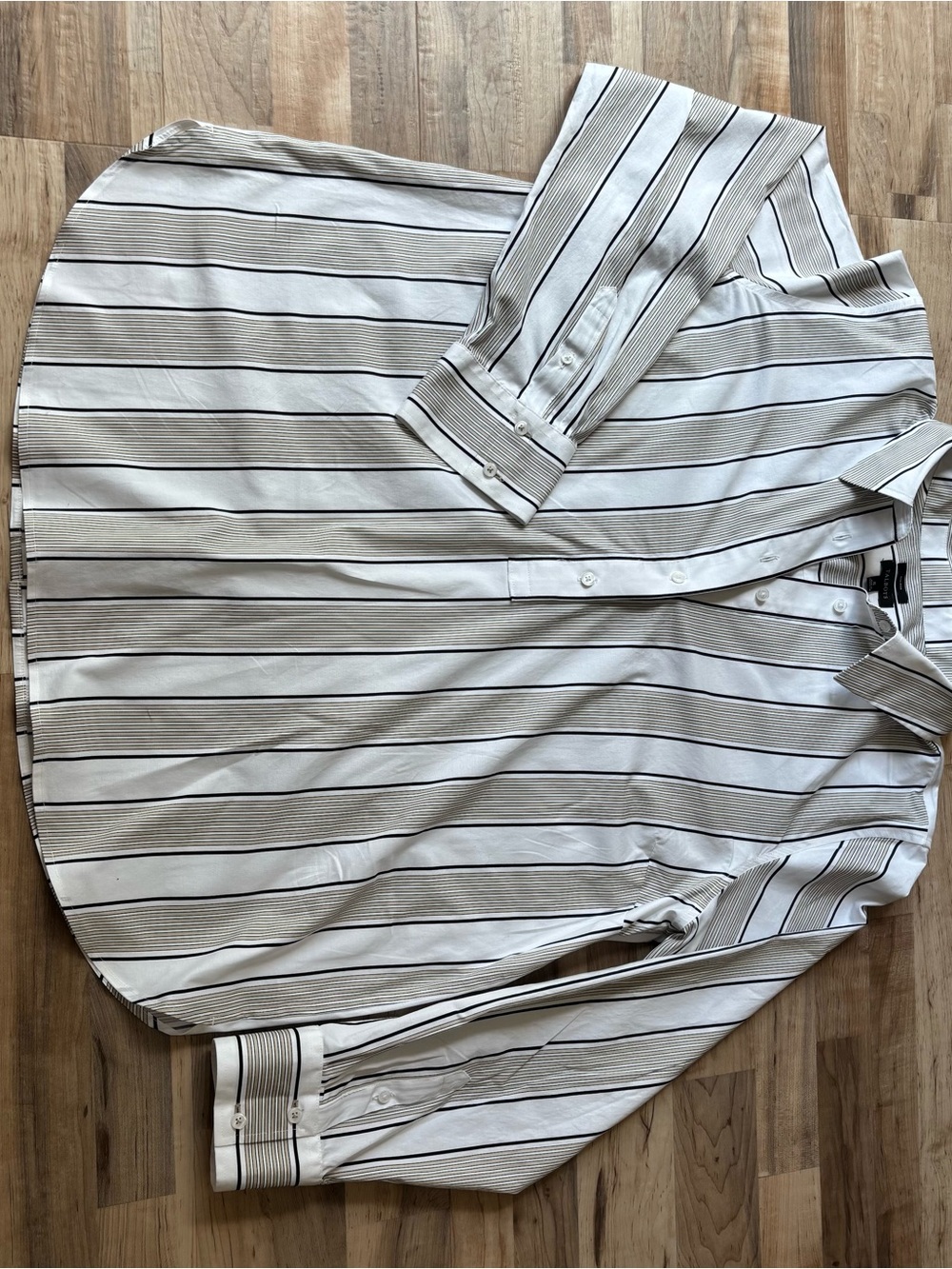 Talbots Striped Tunic Blouse Women's size XL Partial Button Front Long Sleeve - Picture 3 of 7